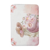 エレガント牡丹の水彩画プリント バスマット (正面縦)