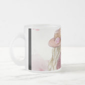 エレガント牡丹の水彩画プリント フロストグラスマグカップ (左)