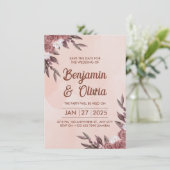 エレガント牡丹の水彩画プリント 招待状 (スタンド正面)