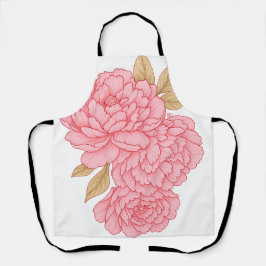 エレガント牡丹 – ソフトピンクフローライラストレーション エプロン
