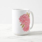 エレガント牡丹 – ソフトピンクフローライラストレーション コーヒーマグカップ (正面右)