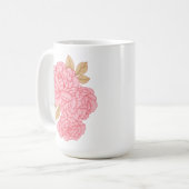 エレガント牡丹 – ソフトピンクフローライラストレーション コーヒーマグカップ (正面左)