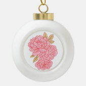 エレガント牡丹 – ソフトピンクフローライラストレーション セラミックボールオーナメント (正面)