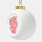 エレガント牡丹 – ソフトピンクフローライラストレーション セラミックボールオーナメント (右)
