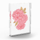 エレガント牡丹 – ソフトピンクフローライラストレーション フォトブロック (左)