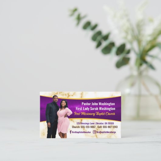 エレガント牧師とファーストレディ・マーブル写真教会 名刺 (スタンド正面)
