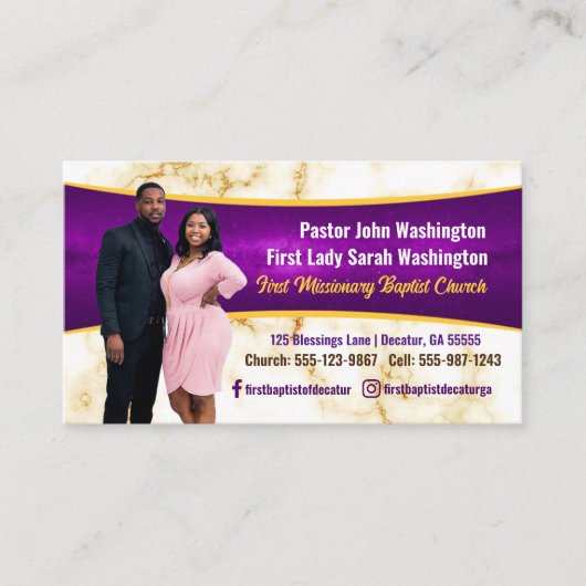 エレガント牧師とファーストレディ・マーブル写真教会 名刺 (正面)