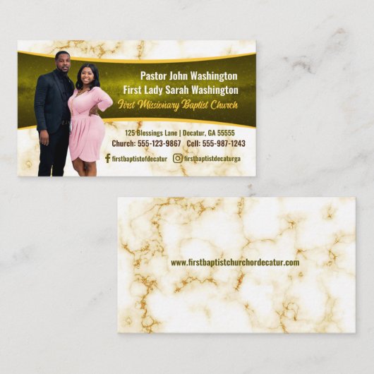 エレガント牧師とファーストレディ・マーブル写真教会 名刺 (正面/裏面)