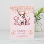 エレガント犬とグリッター誕生日 招待状 (スタンド正面)