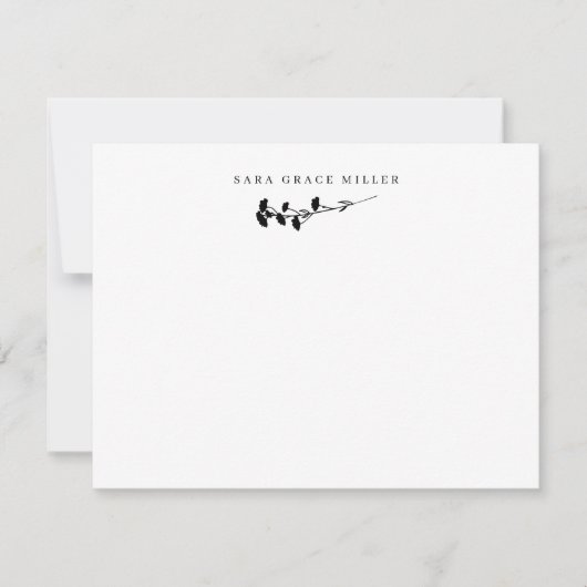 エレガント独身の茎花紅白フラット ノートカード (正面)