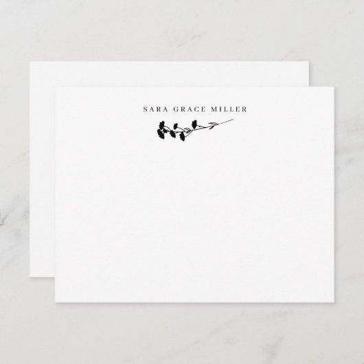 エレガント独身の茎花紅白フラット ノートカード (正面/裏面)