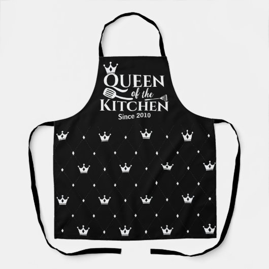 エレガント王冠のシックなパタンのクイーンキッチン エプロン (正面)