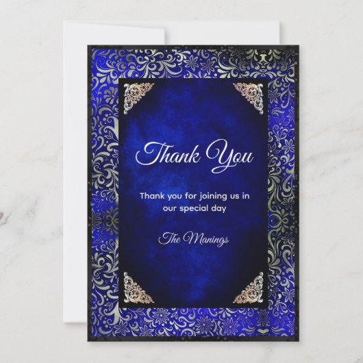 エレガント王室のフローラフェイクシルバー感謝してい君 カード (正面)