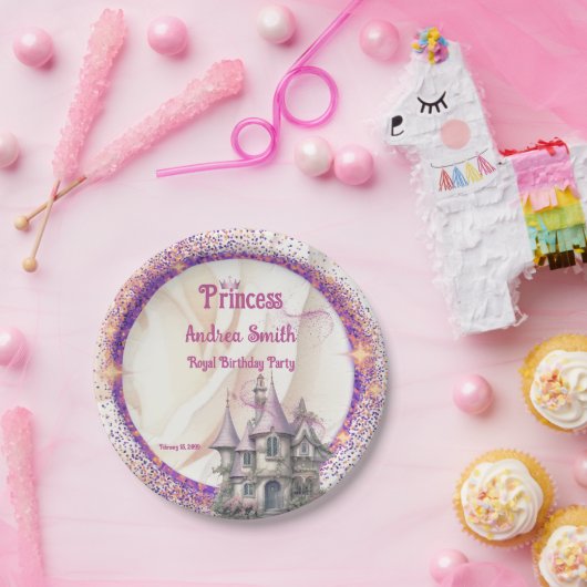 エレガント王室のプリンセス誕生日パーティお祝い ペーパープレート (パーティー)