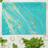 エレガント王室の大理石金ゴールドブルーデザイン キッチンタオル (折り畳み)