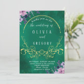 エレガント王室の素朴フローラ結婚と緑 招待状 (スタンド正面)