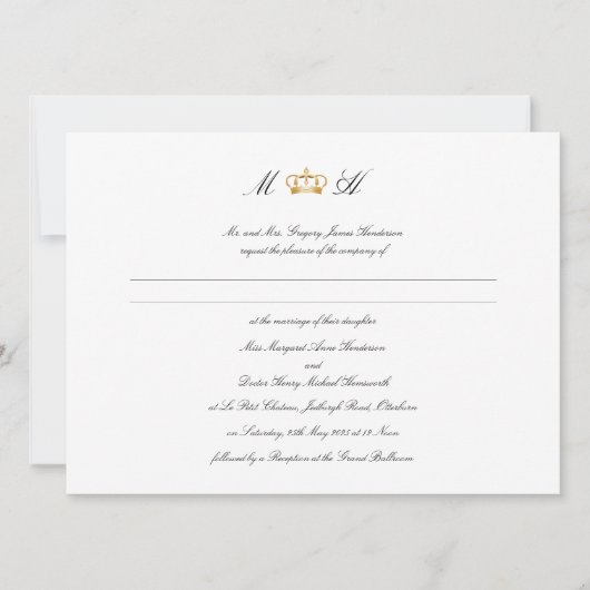 エレガント王室の結婚冠 招待状 (正面)