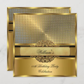 エレガント王室の金ゴールド誕生会メンズマン3 招待状 (正面/裏面)