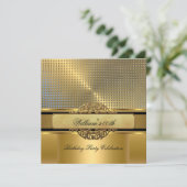 エレガント王室の金ゴールド誕生日パーティーメンズマン2 招待状 (スタンド正面)