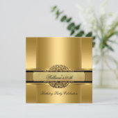 エレガント王室の金ゴールド誕生日会メンズマン 招待状 (スタンド正面)