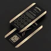 エレガント理容師フェイク金ゴールドはさみロイヤリティカード 名刺