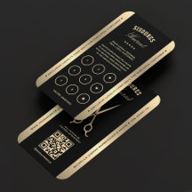 エレガント理容師フェイク金ゴールドはさみロイヤリティカード
