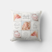 エレガント生まれたばかりのパーソナライズされたベビー5 Photo Collage クッション (正面)