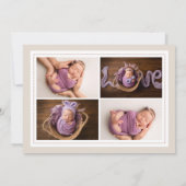 エレガント生まれたばかりのモダン女のベビー誕生 案内状 (裏面)