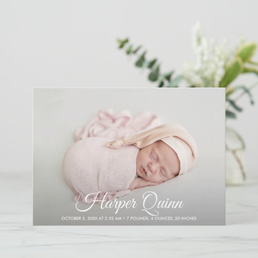 エレガント生まれたばかりのPhoto Collage Birth Announcement (スタンド正面)