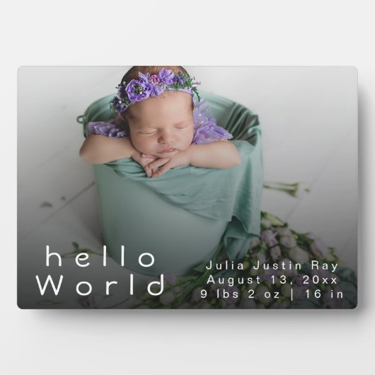 エレガント生まれたばかりのPhoto Collage Birth Announcement フォトプラーク (正面)