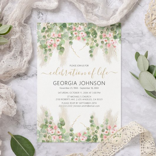 エレガント生命のユーカリお祝い |メモリアル 招待状