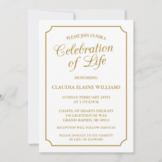 エレガント生活葬儀招待状お祝い 招待状 (正面)