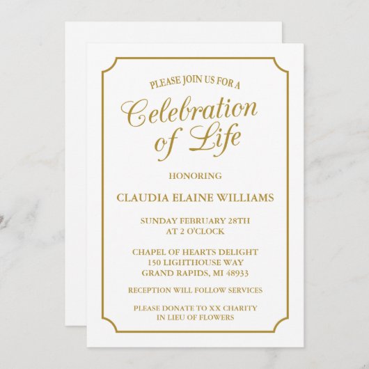 エレガント生活葬儀招待状お祝い 招待状 (正面/裏面)