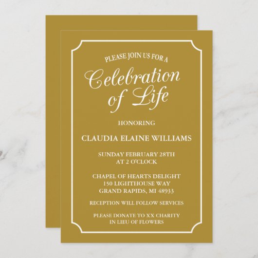 エレガント生活葬儀招待状お祝い 招待状 (正面/裏面)