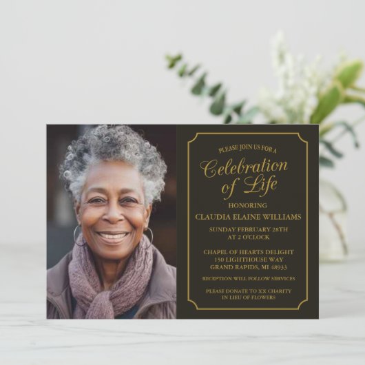 エレガント生活葬儀招待状お祝い 招待状 (スタンド正面)