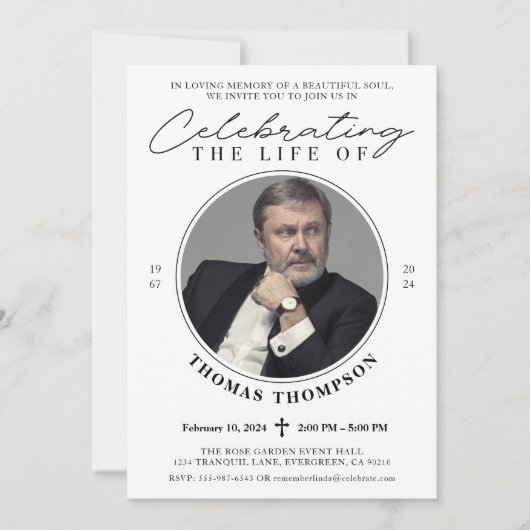 エレガント生涯記念インビタット写真お祝い 招待状 (正面)