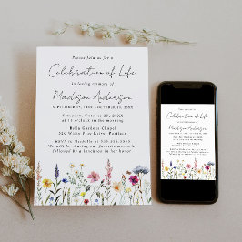 エレガント生葬の野花お祝い 招待状