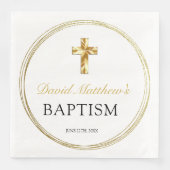 エレガント男の赤ちゃんバプテスムホワイト&金ゴールドクロス (正面)
