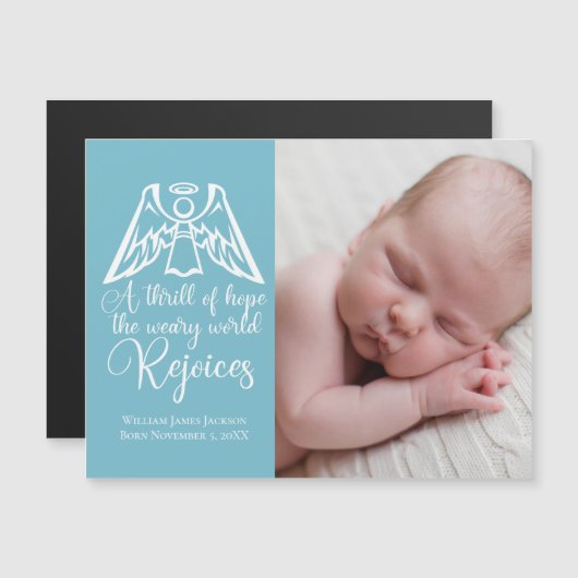 エレガント男の赤ちゃんフォト磁気クリスマスカード (正面/裏面)