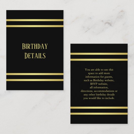 エレガント男らし金ゴールドとブラック誕生日 エンクロージャーカード (正面/裏面)