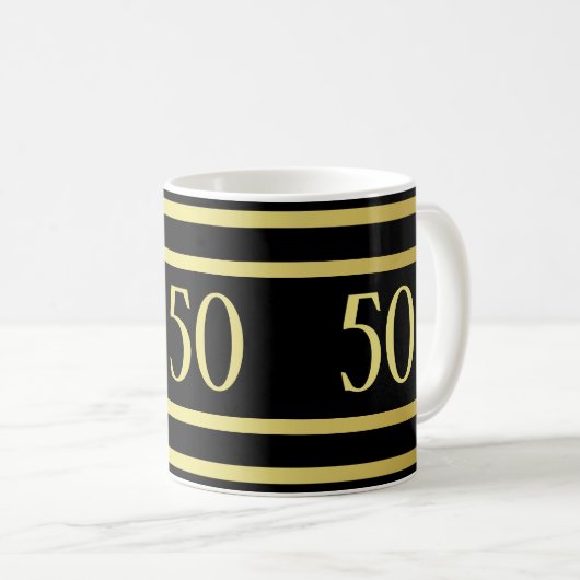 エレガント男らし金ゴールドとブラック誕生日 コーヒーマグカップ (正面右)