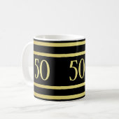 エレガント男らし金ゴールドとブラック誕生日 コーヒーマグカップ (正面左)