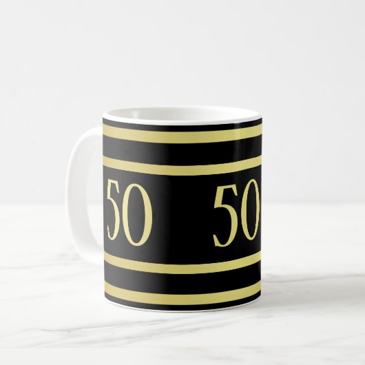 エレガント男らし金ゴールドとブラック誕生日 コーヒーマグカップ (正面左)