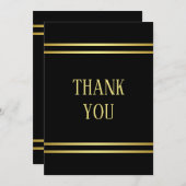 エレガント男らし金ゴールドとブラック誕生日 サンキューカード (正面/裏面)