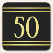 エレガント男らし金ゴールドとブラック誕生日 スクエアペーパーコースター (正面)