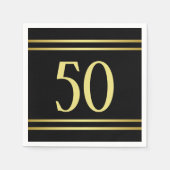 エレガント男らし金ゴールドとブラック誕生日 スタンダードカクテルナプキン (正面)