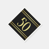 エレガント男らし金ゴールドとブラック誕生日 スタンダードカクテルナプキン (角)