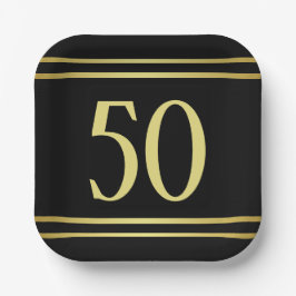 エレガント男らし金ゴールドとブラック誕生日 ペーパープレート
