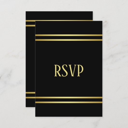 エレガント男らし金ゴールドとブラック誕生日 出欠カード (正面/裏面)