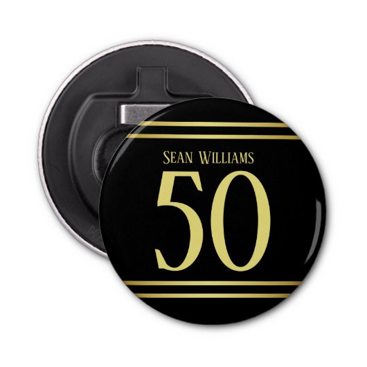 エレガント男らし金ゴールドとブラック誕生日 栓抜き (正面)